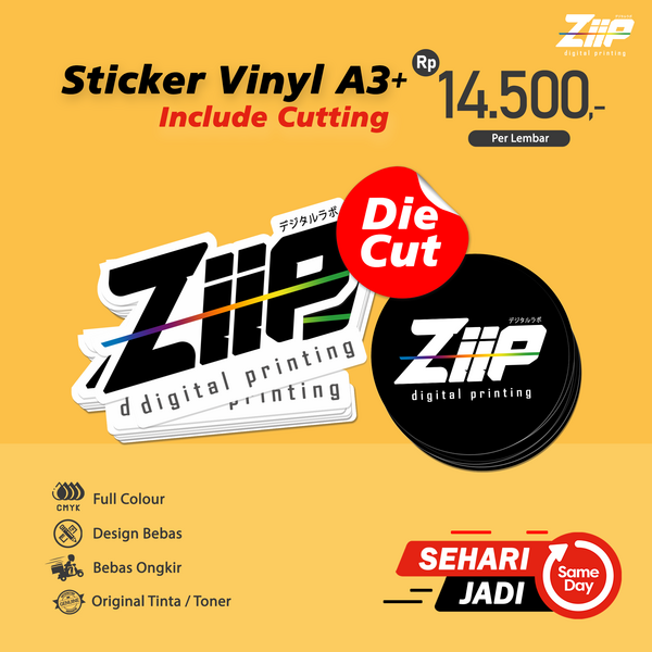 Cetak Sticker Label Vinyl A3+ Die-Cut