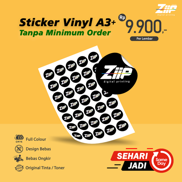 Cetak Stiker Label Vinyl A3+ | Tanpa Minimum Order