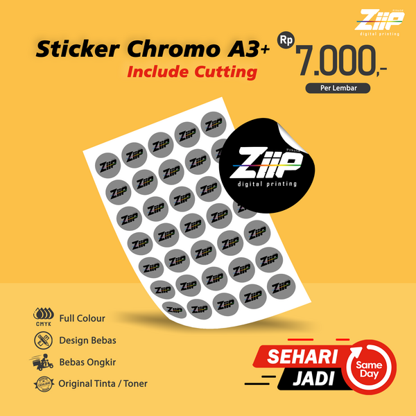 Cetak Sticker Label Chromo / Bontax A3+ Kiss-cut