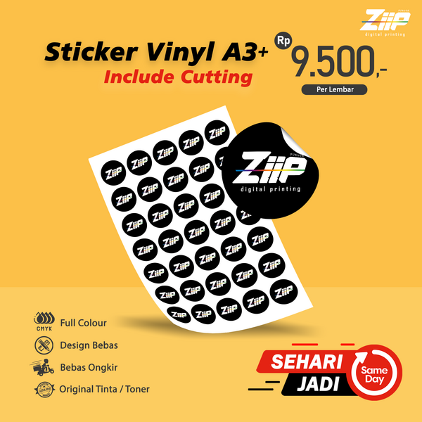 Cetak Stiker Vinyl A3+ Kiss-cut