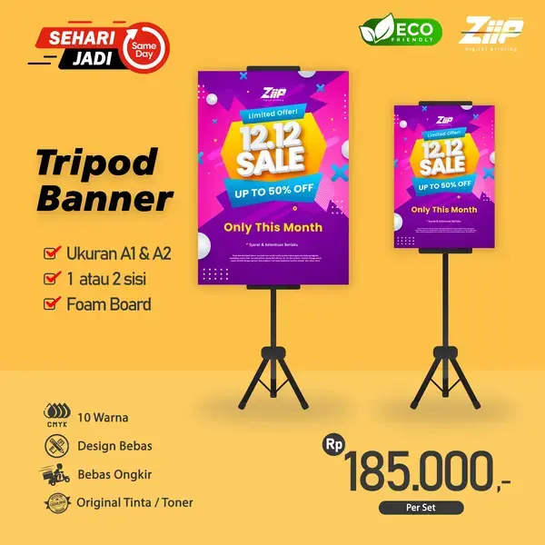 Cetak Tripod Banner A1 A2 Foamboard + Standing Tripod